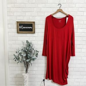 ISABEL Maternity by Ingrid + Isabel Red Long Sleeve Ruched Bodycon Dress